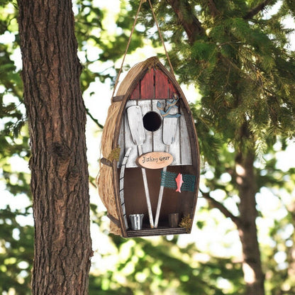 Row Boat Birdhouse, Rustic Charm Wood Nesting Home, Perfect Outdoor Décor & Gift for Bird Lovers