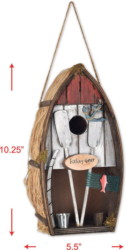 Row Boat Birdhouse, Rustic Charm Wood Nesting Home, Perfect Outdoor Décor & Gift for Bird Lovers