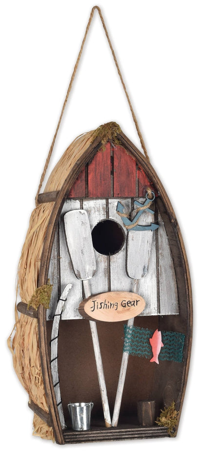 Row Boat Birdhouse, Rustic Charm Wood Nesting Home, Perfect Outdoor Décor & Gift for Bird Lovers
