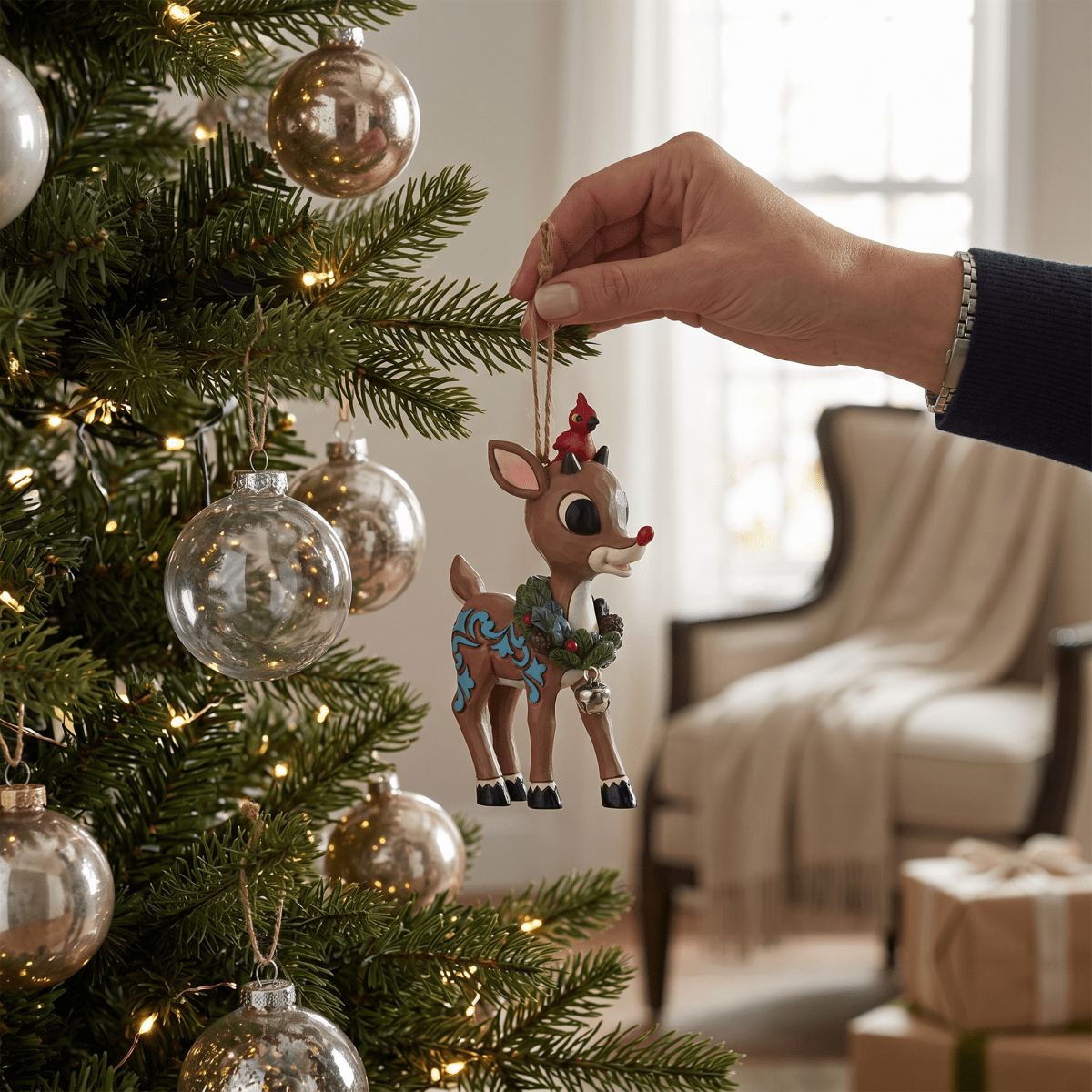 Rudolph with Wreath H/O - Nifty Decor & More
