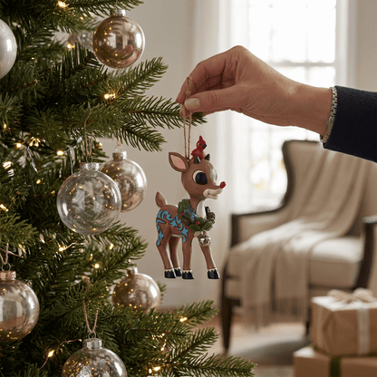 Rudolph with Wreath H/O - Nifty Decor & More