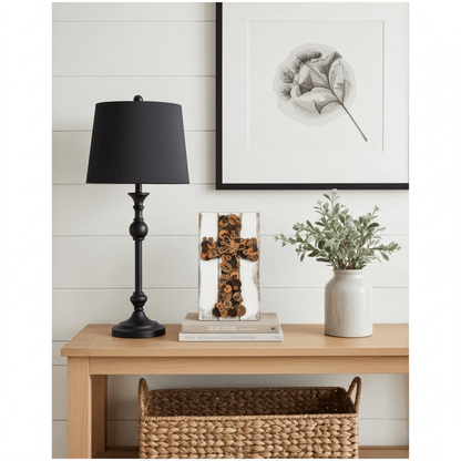 Rustic Button Cross Wall Decor | Handmade Farmhouse Christian Decor | Neutral Faith Wall Art | Religious Gift for Home - Nifty Decor & More