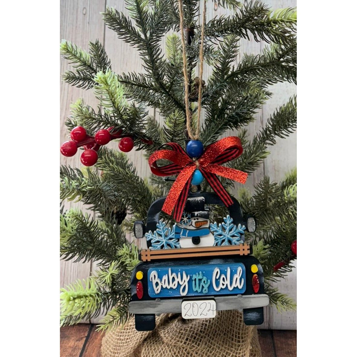 Rustic Farmhouse Christmas Truck 2026 Ornament | Personalized Holiday Decor - Nifty Decor & More