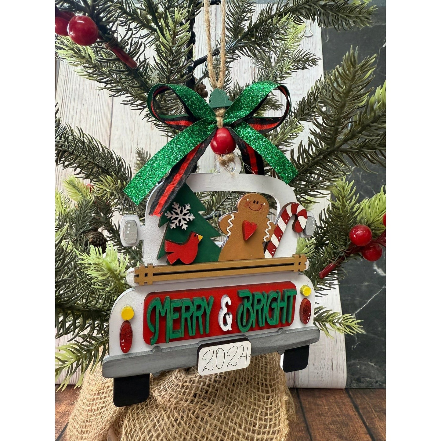 Rustic Farmhouse Christmas Truck 2026 Ornament | Personalized Holiday Decor - Nifty Decor & More