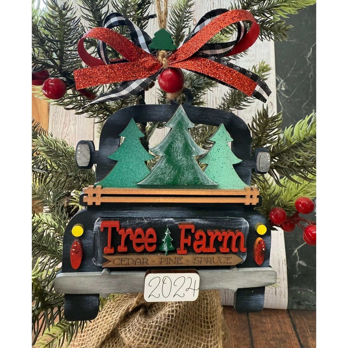 Rustic Farmhouse Christmas Truck 2026 Ornament | Personalized Holiday Decor - Nifty Decor & More