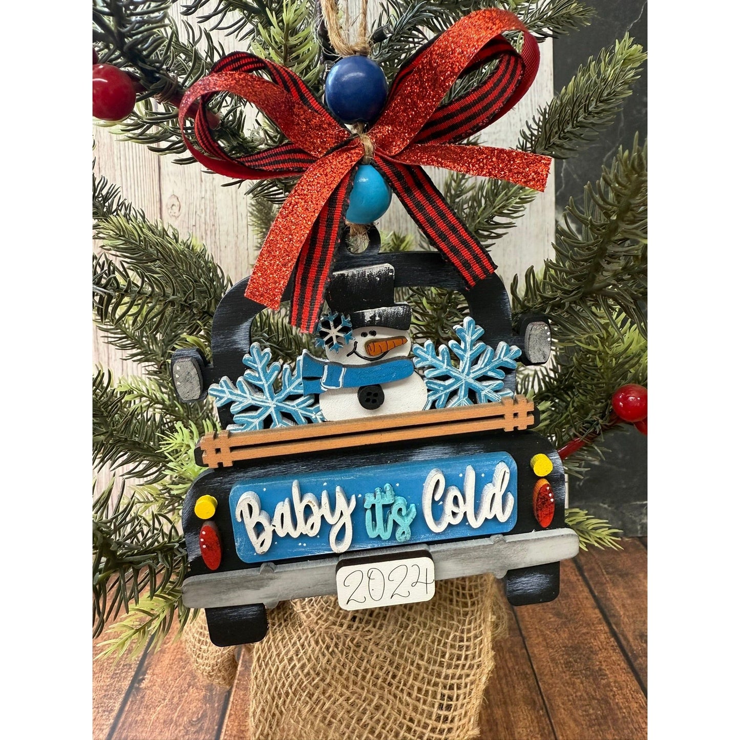 Rustic Farmhouse Christmas Truck 2026 Ornament | Personalized Holiday Decor - Nifty Decor & More