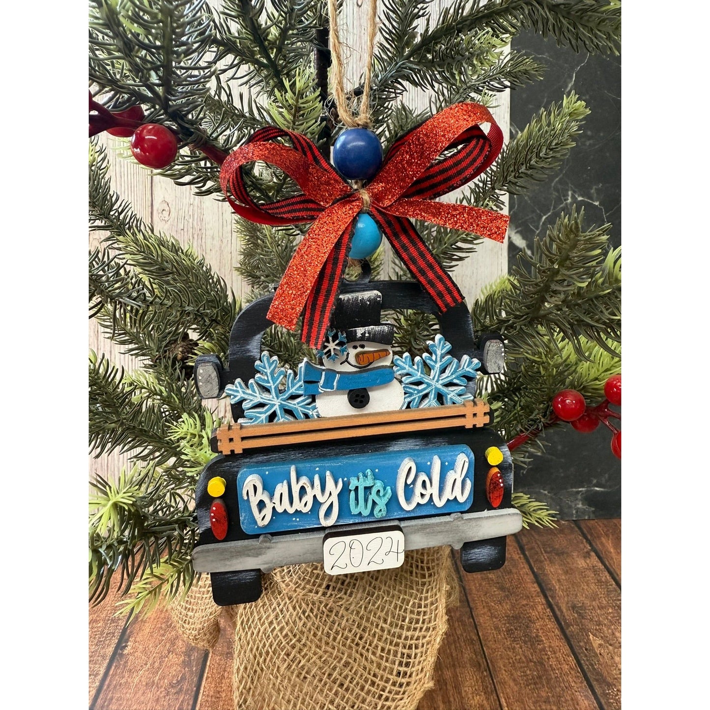 Rustic Farmhouse Christmas Truck 2026 Ornament | Personalized Holiday Decor - Nifty Decor & More