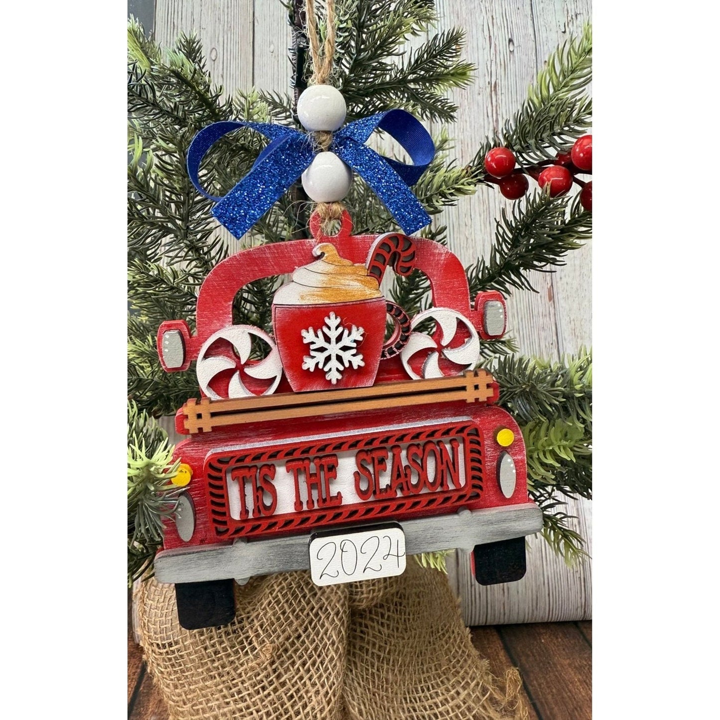 Rustic Farmhouse Christmas Truck 2026 Ornament | Personalized Holiday Decor - Nifty Decor & More