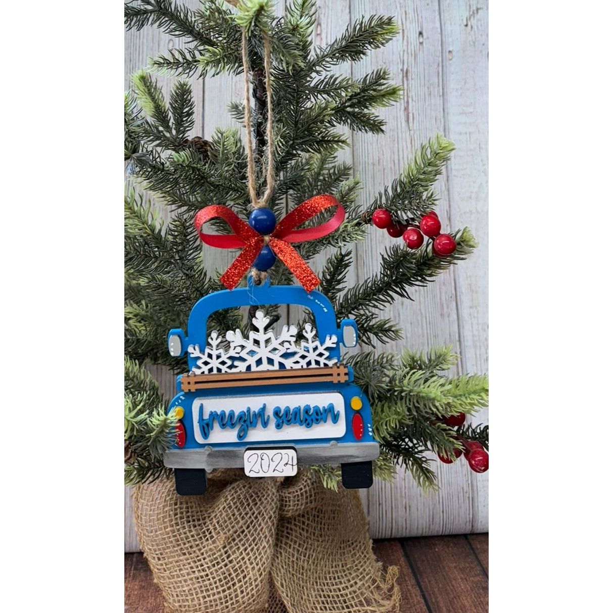 Rustic Farmhouse Christmas Truck 2026 Ornament | Personalized Holiday Decor - Nifty Decor & More