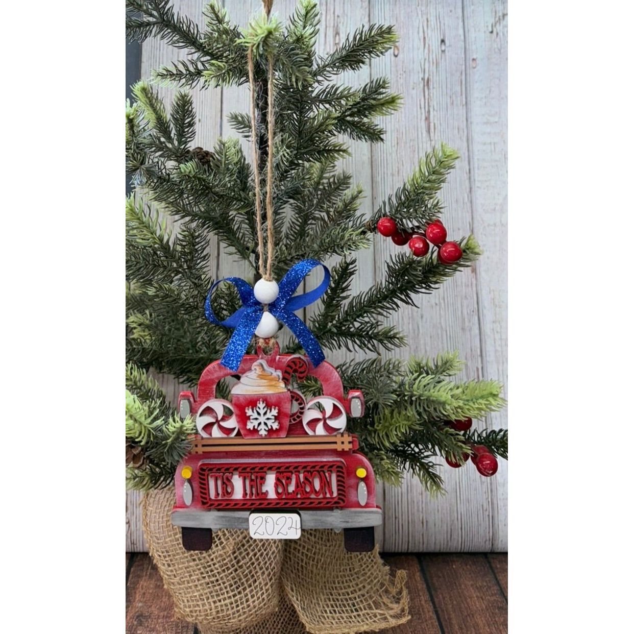 Rustic Farmhouse Christmas Truck 2026 Ornament | Personalized Holiday Decor - Nifty Decor & More