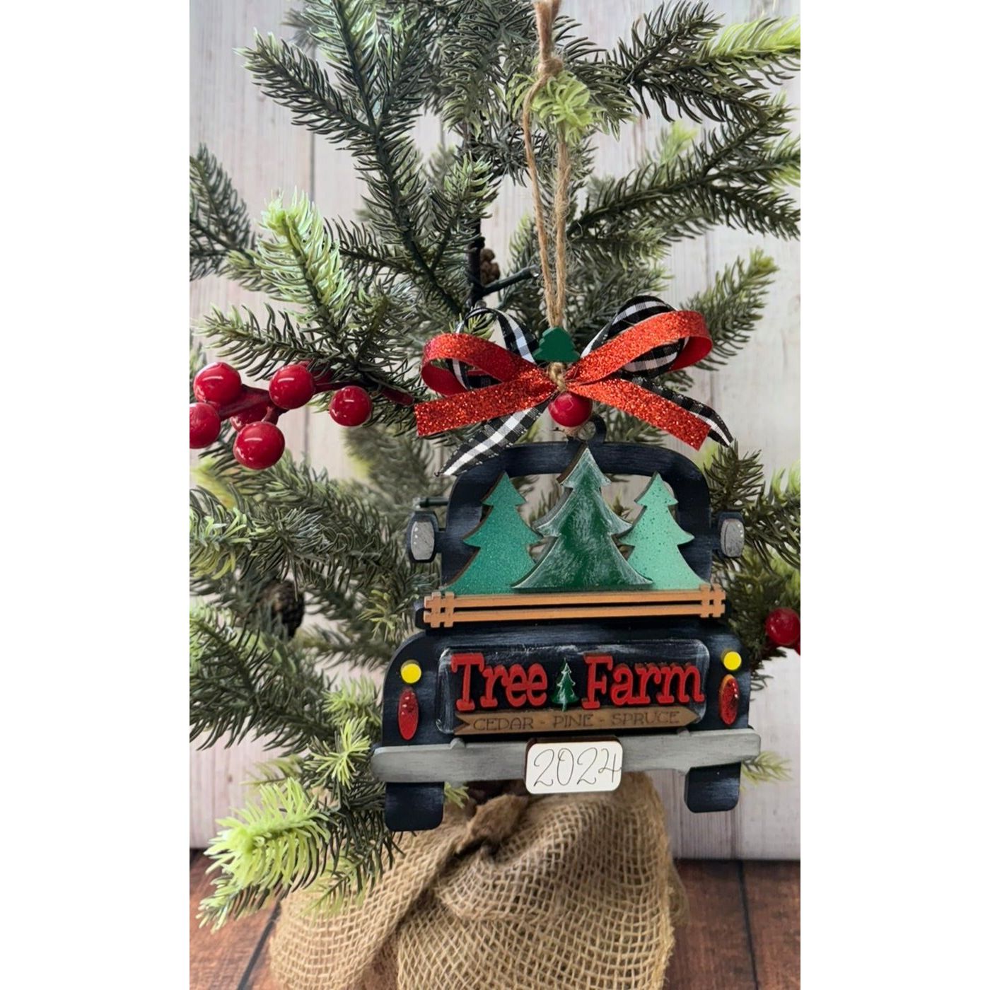 Rustic Farmhouse Christmas Truck 2026 Ornament | Personalized Holiday Decor - Nifty Decor & More
