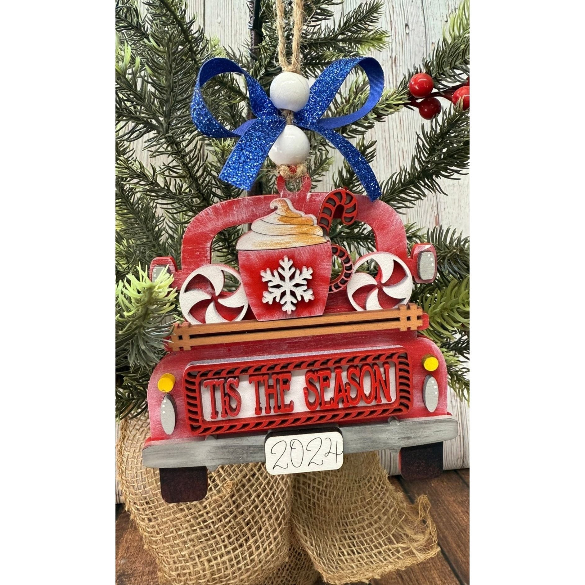 Rustic Farmhouse Christmas Truck 2026 Ornament | Personalized Holiday Decor - Nifty Decor & More