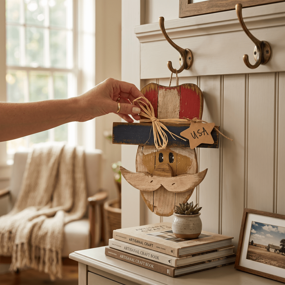 Rustic Lath Hanging USA Uncle Sam - Nifty Decor & More