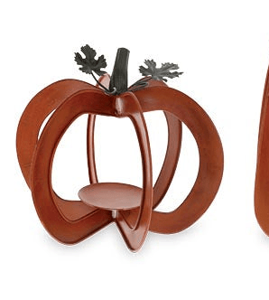 Rustic Orange Pumpkin Candleholder Set, Charming Fall Decor for Cozy Vibes, Perfect Autumn Gift Medium