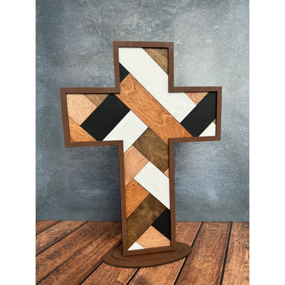 Rustic Pallet Wood Cross - Handcrafted Religious Wall Decor & Faith-Based Shelf Sitter Religious Decor