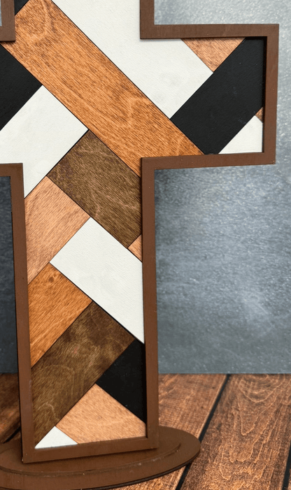 Rustic Pallet Wood Cross - Handcrafted Religious Wall Decor & Faith-Based Shelf Sitter Religious Decor