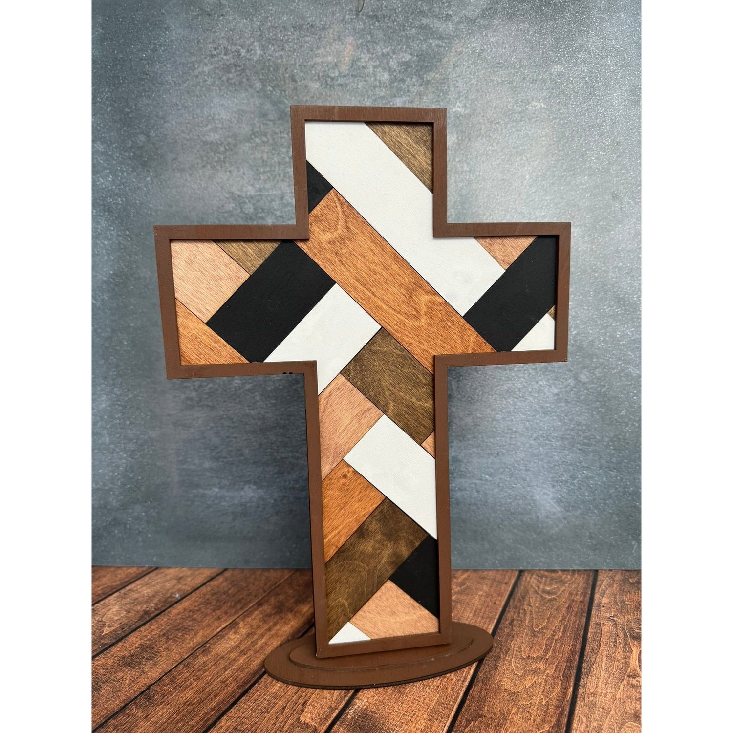 Rustic Pallet Wood Cross Handcrafted Religious Wall Decor Faith Based Shelf Sitter - Nifty Decor & More