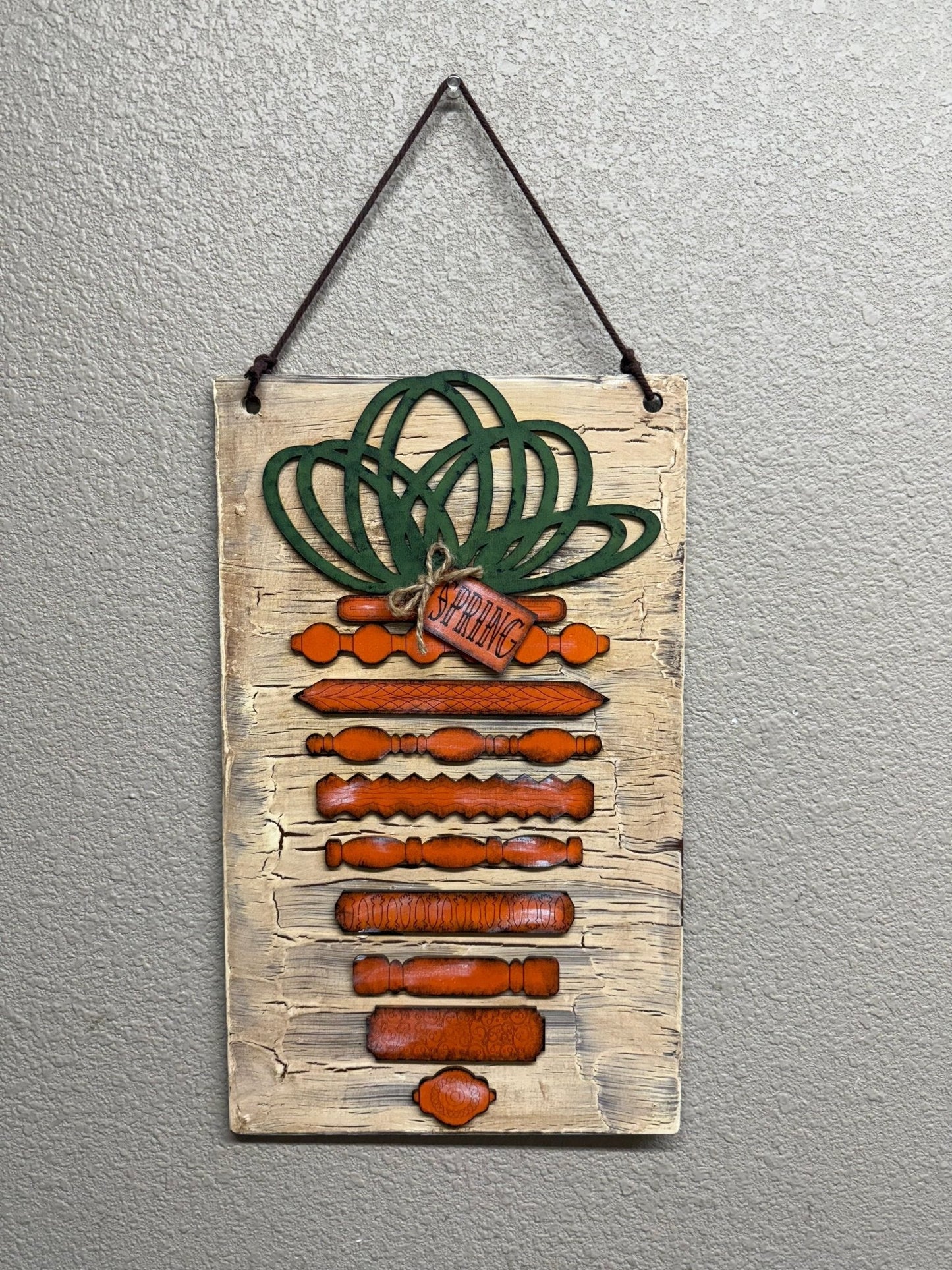 Rustic Spring Carrot Sign | Handmade Home Decor, Farmhouse Wall Art, Easter Decoration, Vintage Style, Cozy Kitchen Decor - Nifty Decor & More