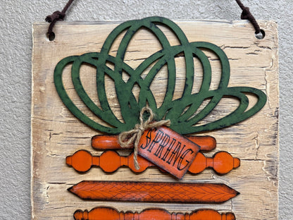 Rustic Spring Carrot Sign | Handmade Home Decor, Farmhouse Wall Art, Easter Decoration, Vintage Style, Cozy Kitchen Decor - Nifty Decor & More