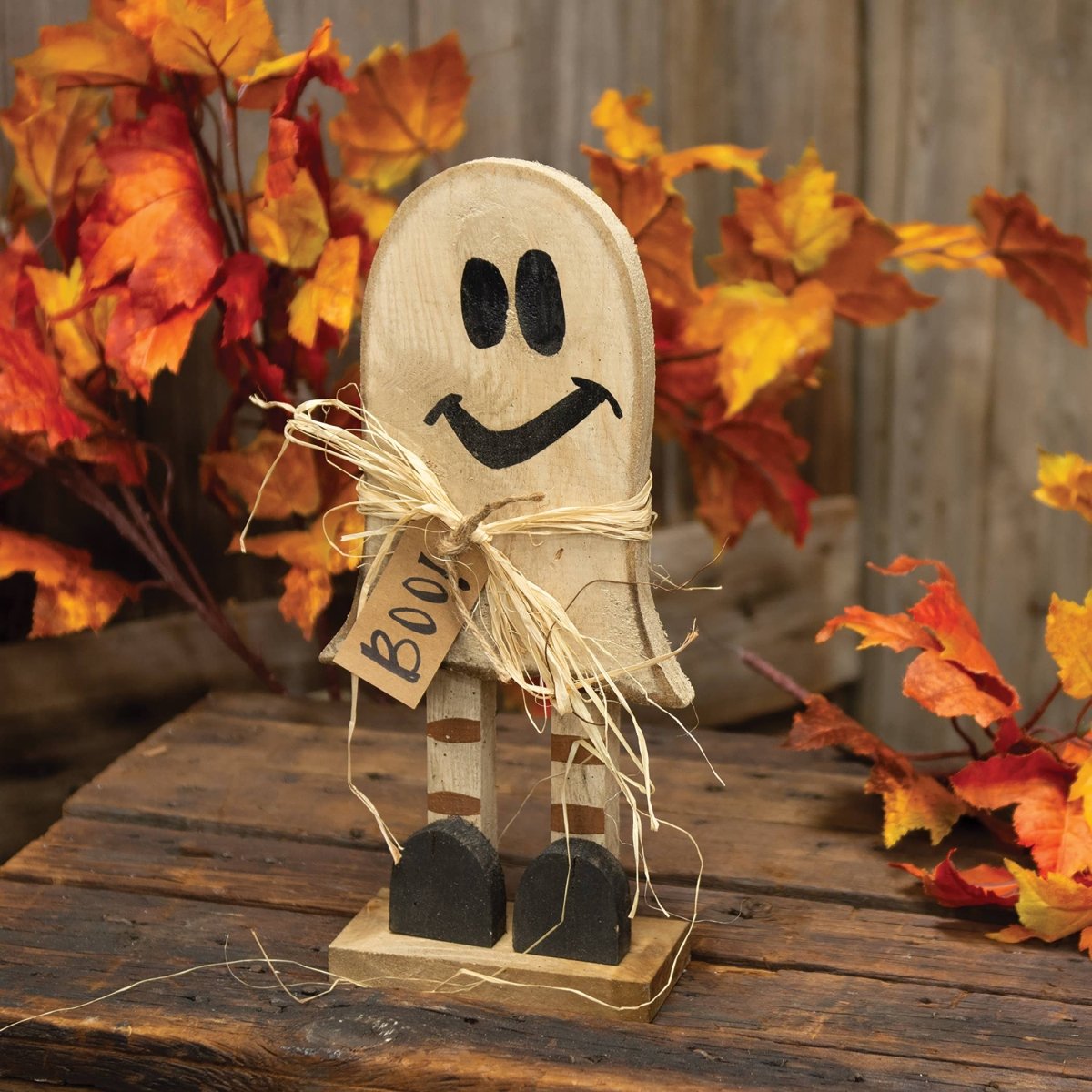 Rustic Wood Skinny Leg Baby Ghost on Base 14.75"H - Nifty Decor & More