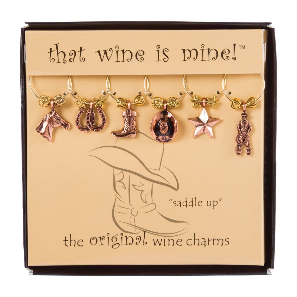 Saddle Up Painted Wine Charms 6-Piece - Nifty Decor & More