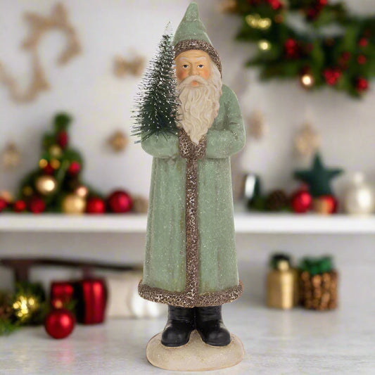 Sage Green Hooded Saint Nick - Nifty Decor & More