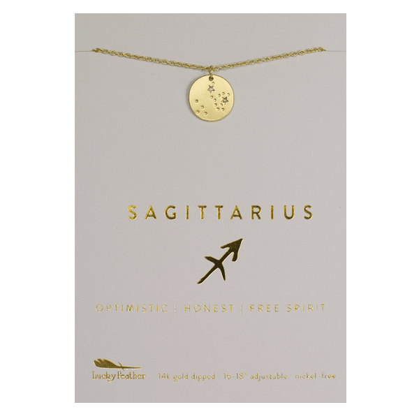 SAGITTARIUS Zodiac Necklace - Gold - (Nov 22 - Dec 21) - Nifty Decor & More