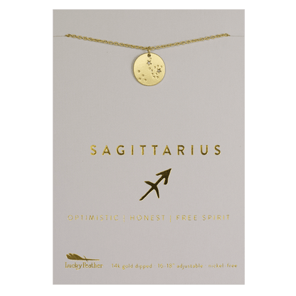 SAGITTARIUS Zodiac Necklace - Gold - (Nov 22 - Dec 21) - Nifty Decor & More