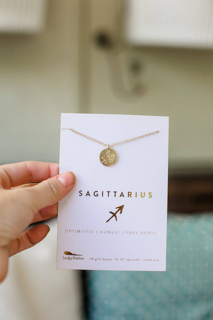 SAGITTARIUS Zodiac Necklace - Gold - (Nov 22 - Dec 21) - Nifty Decor & More