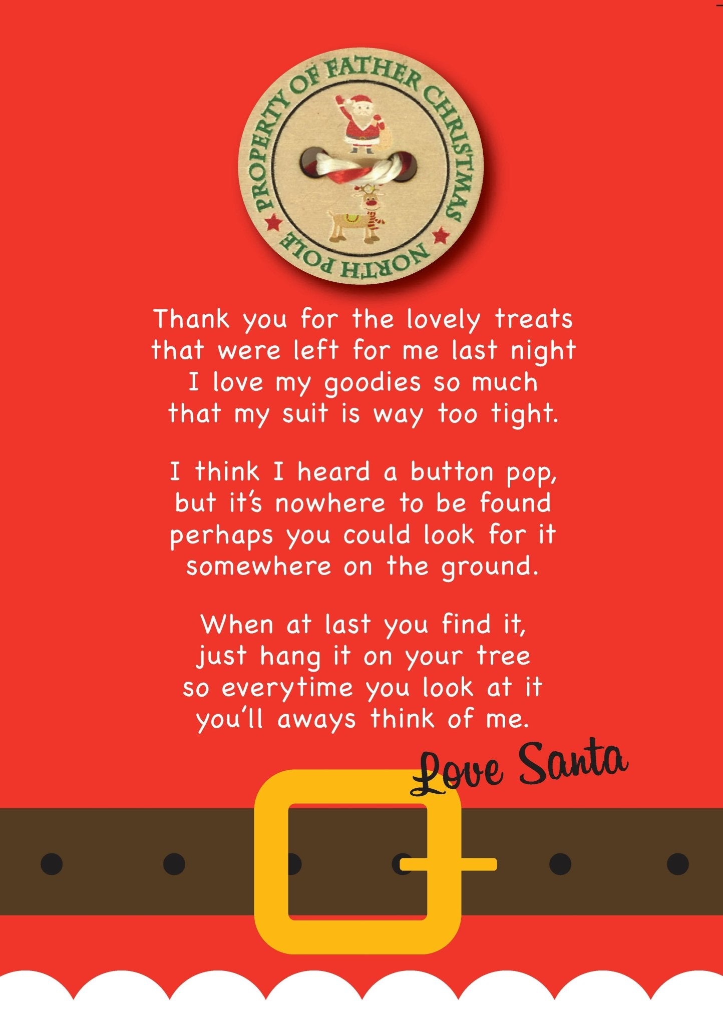 Santa Claus Lost Wooden Button
