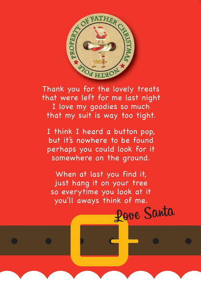 Santa Claus Lost Wooden Button