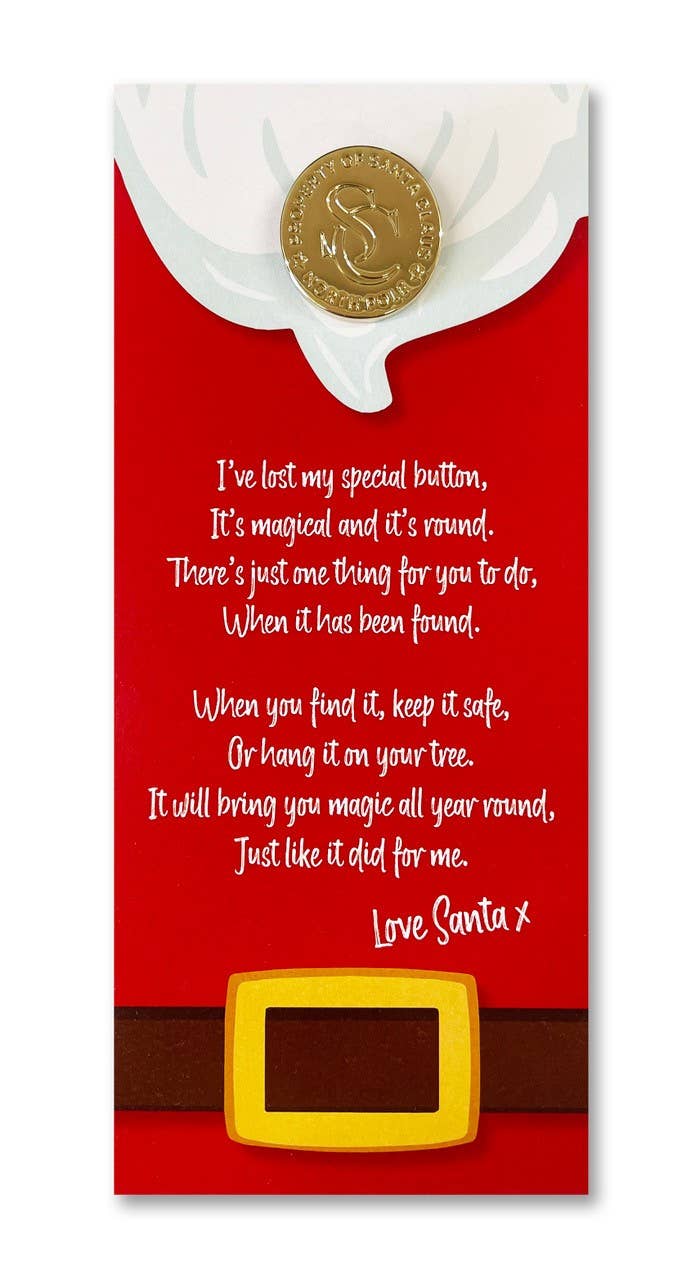 Santa Claus Lost Wooden Button