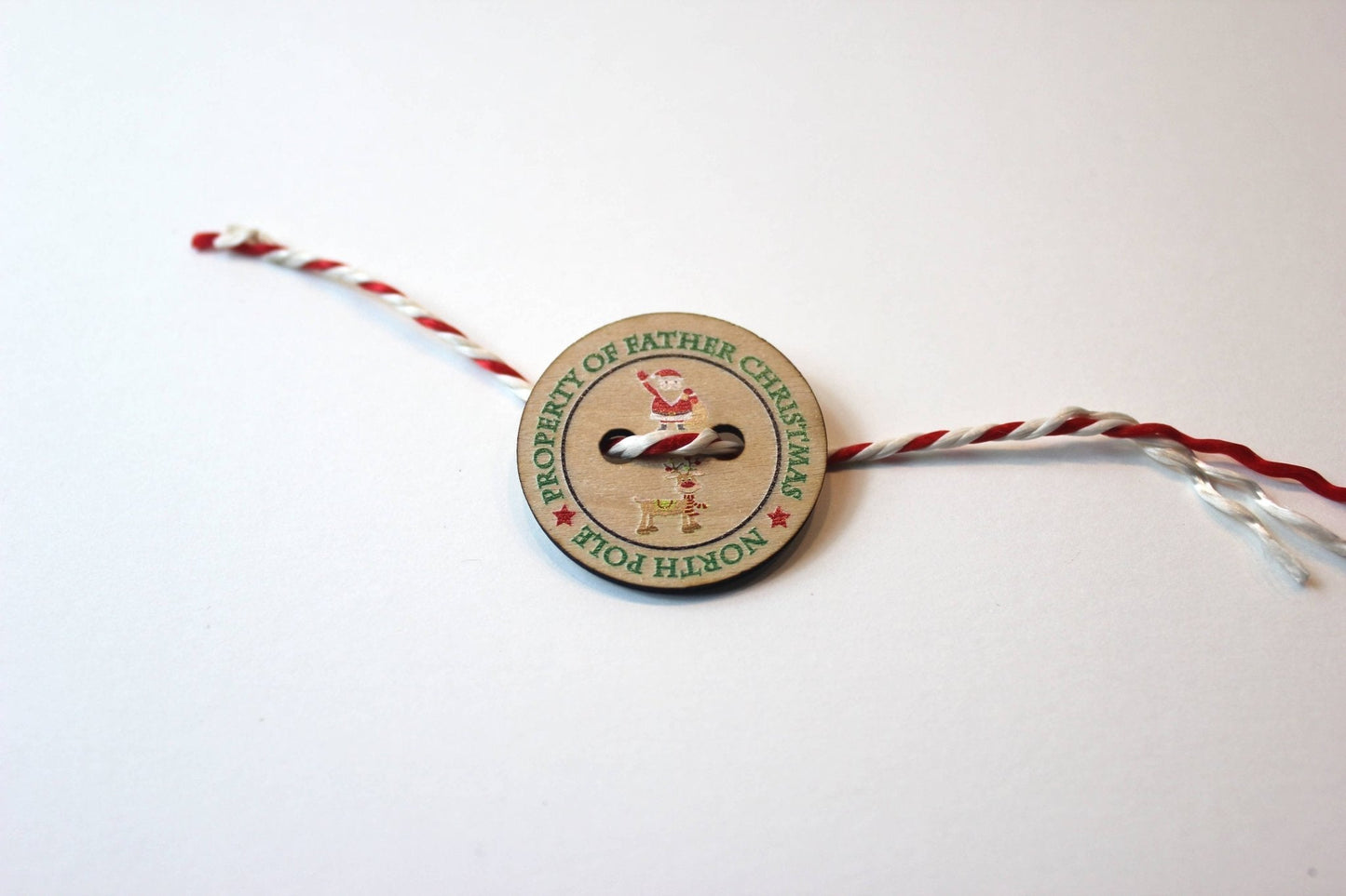 Santa Claus Lost Wooden Button - Nifty Decor & More