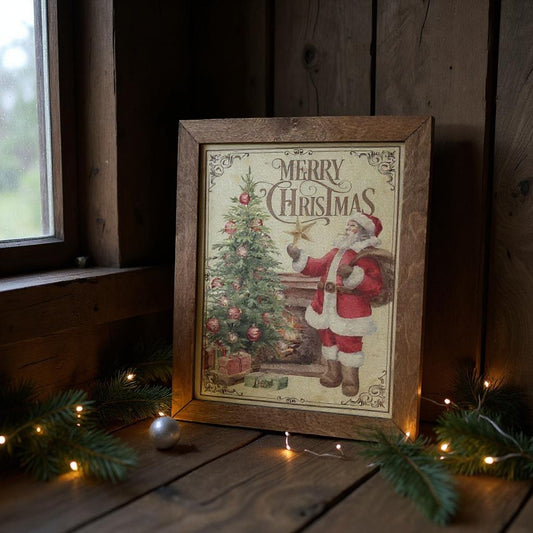 Santa Merry Christmas Framed Hanger - Nifty Decor & More
