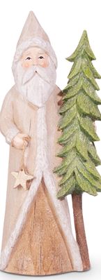 RAZ - 10.25" Natural Santa with Tree Christmas Shelf Sitter Star/Tree  