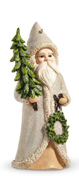 RAZ - 5.75 Natural Santa with Tree Ornament Christmas Shelf Sitter Wreath/Tree  