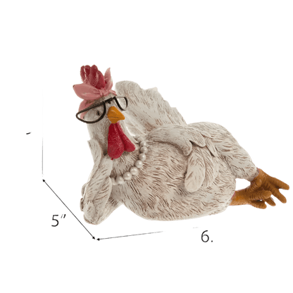Sassy Chicken with Pearls & Glasses, Farmhouse Chic Chicken Decor, Fun Rustic Accent, Ideal Farmhouse Gift - Nifty Decor & More