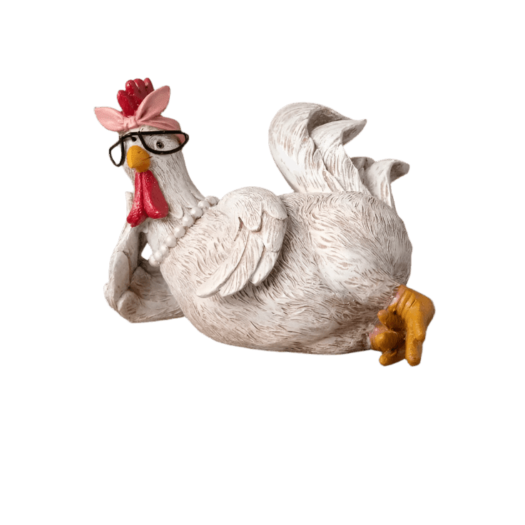 Sassy Chicken with Pearls & Glasses, Farmhouse Chic Chicken Decor, Fun Rustic Accent, Ideal Farmhouse Gift - Nifty Decor & More