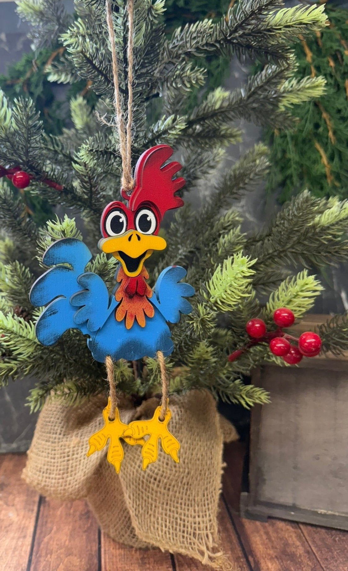 Sassy Wooden Chicken Ornament - Nifty Decor & More