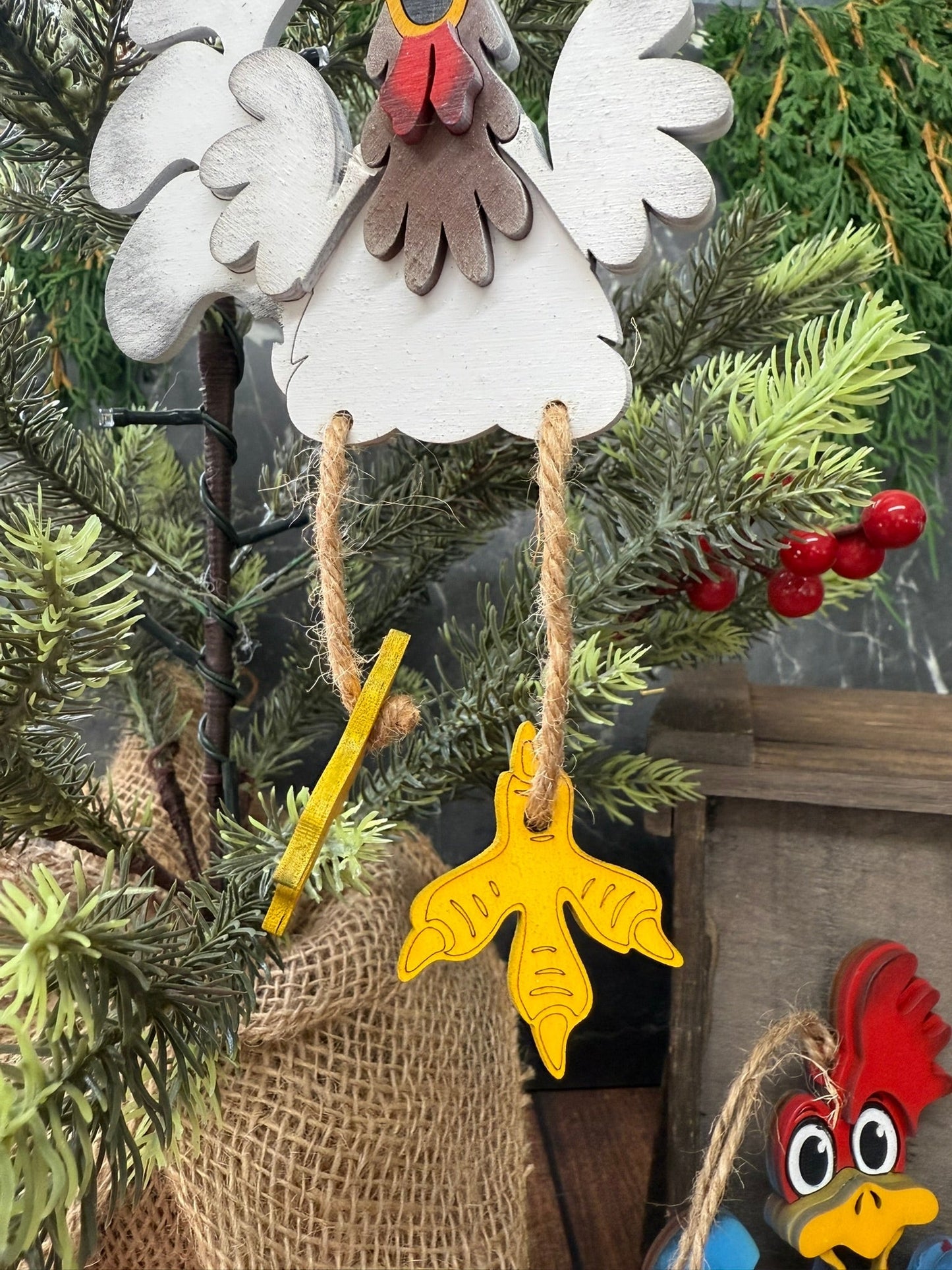 Sassy Wooden Chicken Ornament - Nifty Decor & More