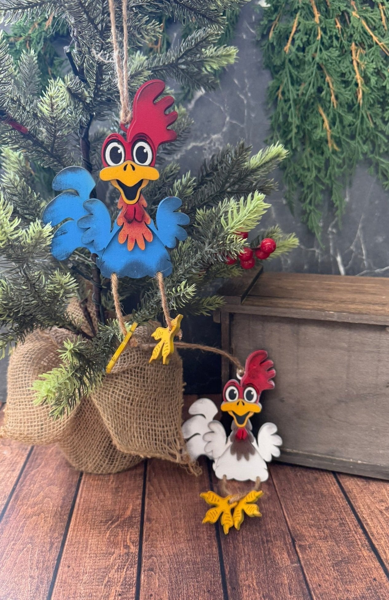 Sassy Wooden Chicken Ornament - Nifty Decor & More