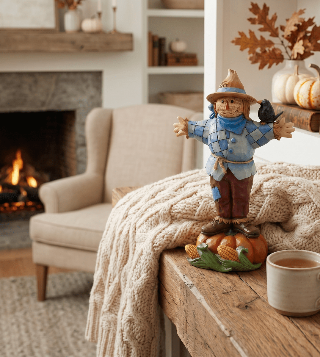 Scarecrow Standing on Pumpkin - Nifty Decor & More