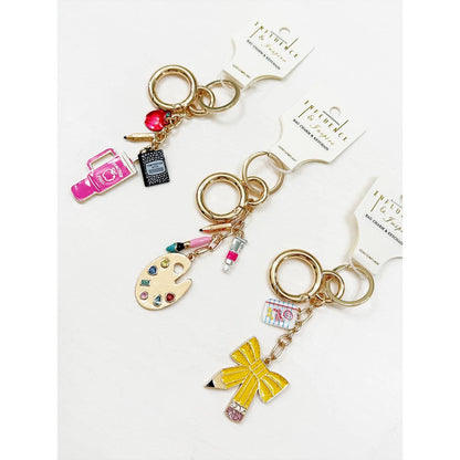 School and Teacher Theme Bag Charm Keychain, Unique Decorative Keychain for Bags, Great Teacher Appreciation Gift - Nifty Decor & More