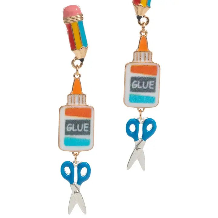 School Art Supplies Shaped Enamel Post Earrings - Nifty Decor & More