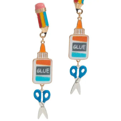 School Art Supplies Shaped Enamel Post Earrings - Nifty Decor & More