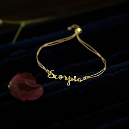 SCORPIO Zodiac Cord Bracelet Gold - October 23 - November 21 - Nifty Decor & More