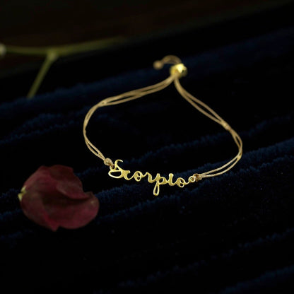 SCORPIO Zodiac Cord Bracelet Gold - October 23 - November 21 Zodiac Sign Bracelets