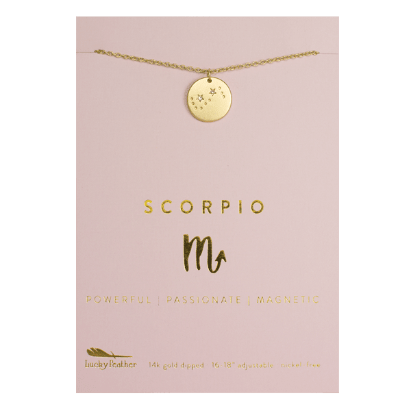 SCORPIO Zodiac Necklace - Gold - (Oct 23 - Nov 21) - Nifty Decor & More