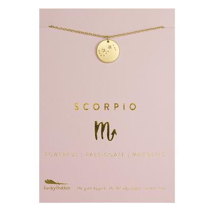 SCORPIO Zodiac Necklace - Gold - (Oct 23 - Nov 21) - Nifty Decor & More