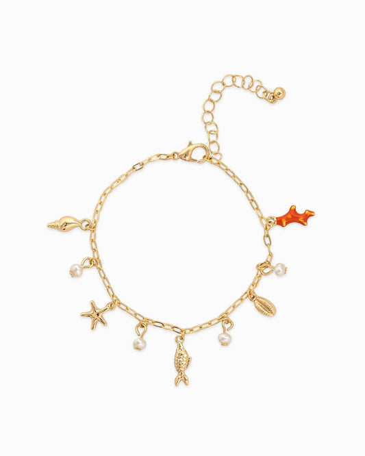 Sea Life Acrylic Color Charm Bracelet, Fun & Colorful Ocean Theme Jewelry, Ideal Summer Outfit Accent Gift - Nifty Decor & More